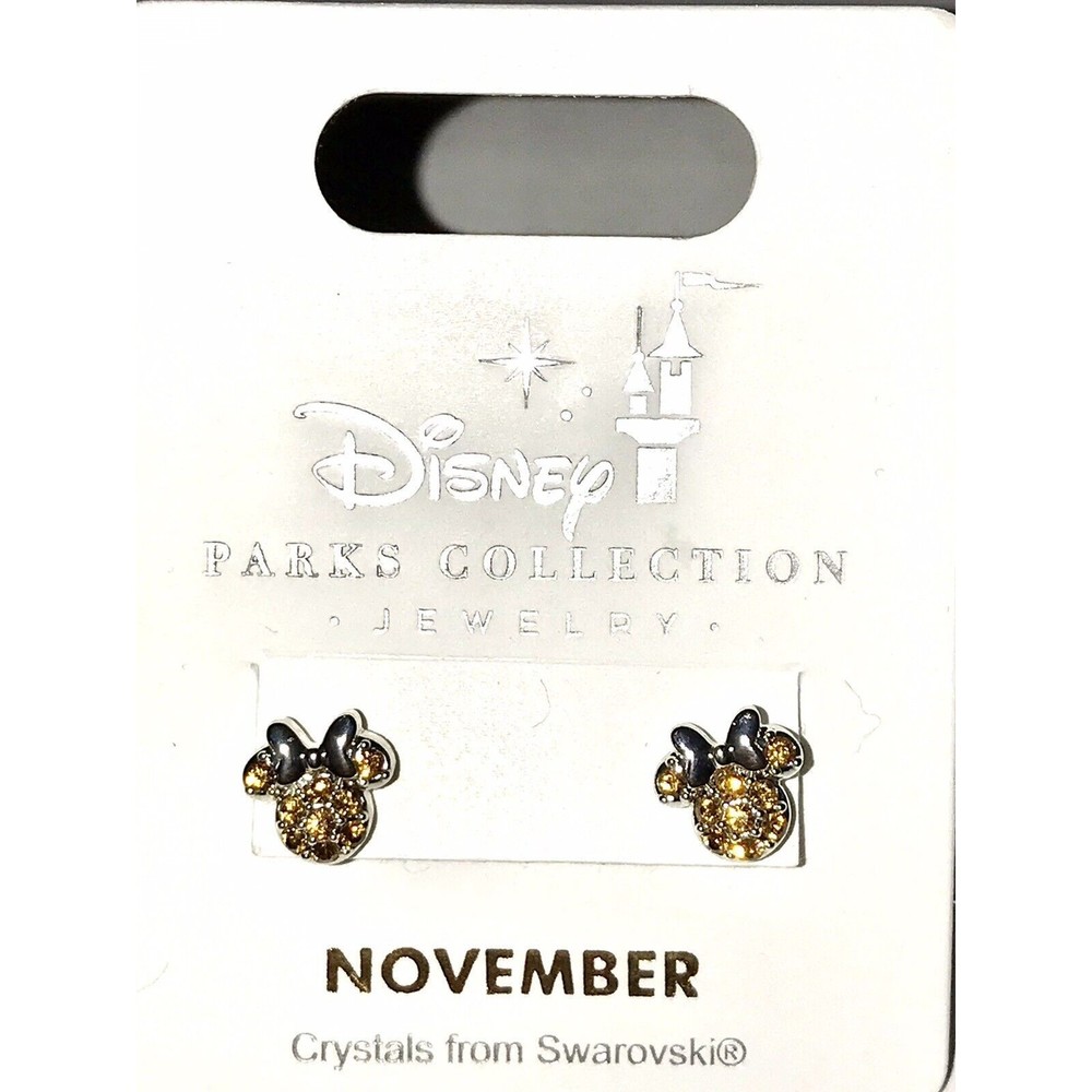 Disney Park Minnie Icon Birthstone Swarovski Crystal Earrings November NOC